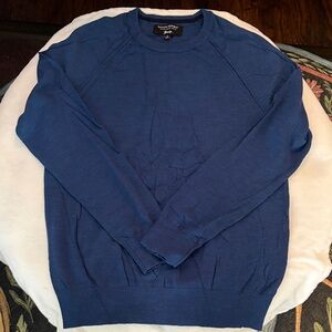 Banana Republic Men's Classic Blue Italian Merino Crewneck Sweater